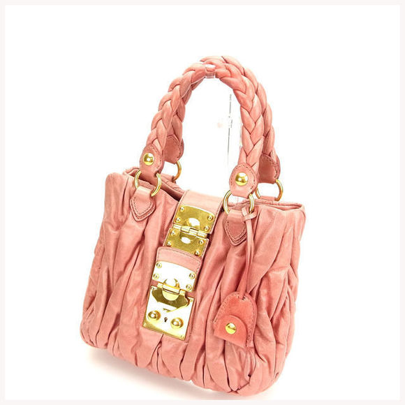 Miu Miu Bag Tote Matelass Handbag Pink - Picture 1 of 6